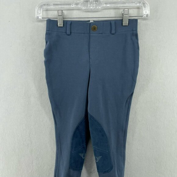 Tuff Rider Jods Riding PantsYouth Sz 6 Blue PullOn Starter Ultra Grip Knee Patch - Picture 6 of 13